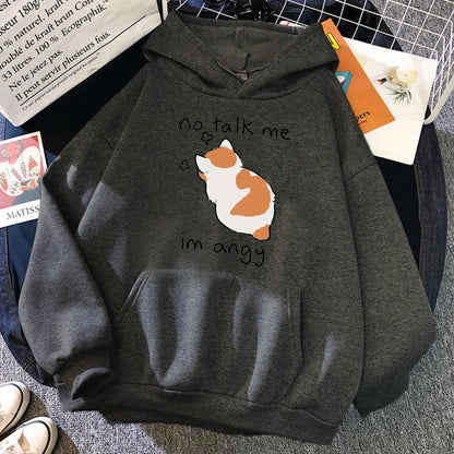 Petra® | Oversized cat print hooded sweatshirt for women