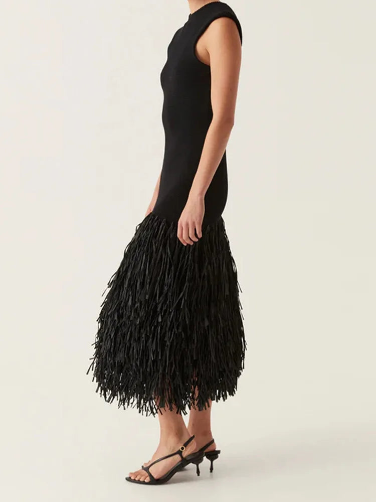 Xara® | Elegant flattering dress with tassels