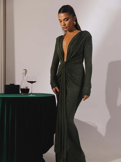 Vera® | Glittery V-neck maxi dress