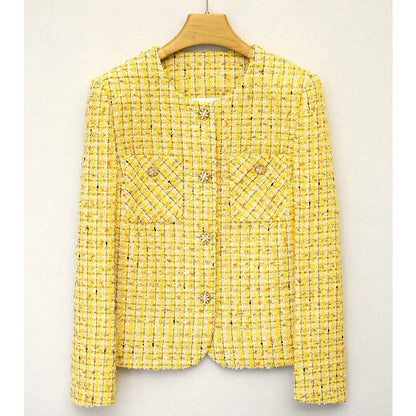 Amalia® | Luxurious yellow woven tweed coat