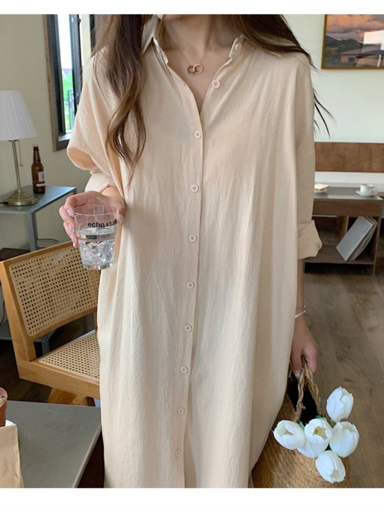 Thalia® | Long linen shirt dress