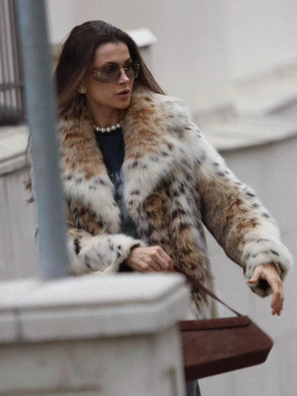 Ximena® | Leopard print fur jacket