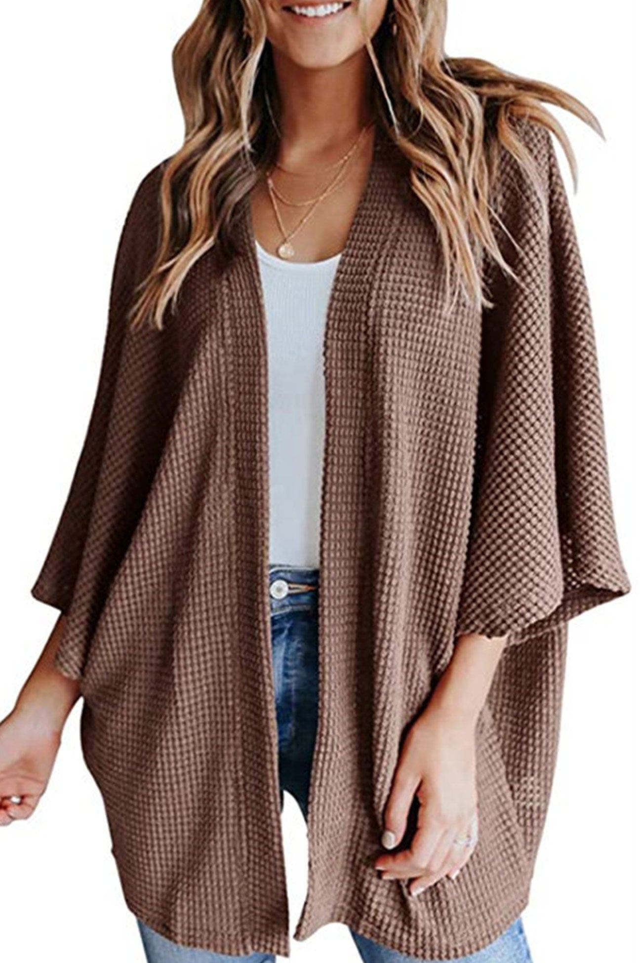 Adelina® | Solid color half sleeve wrap cardigan