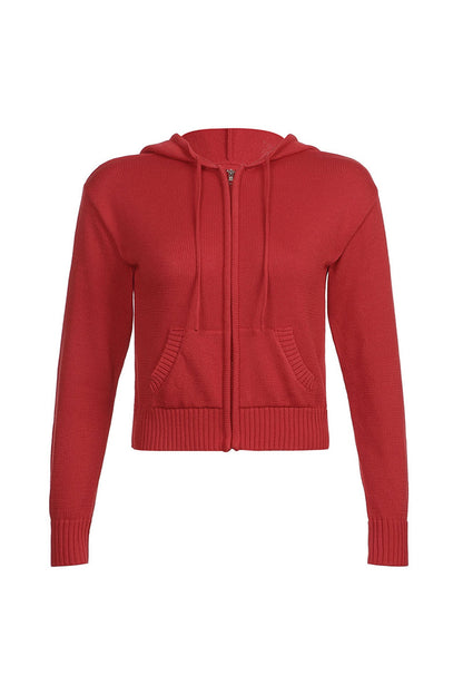 Alba® | Solid color cardigan with hood and zip