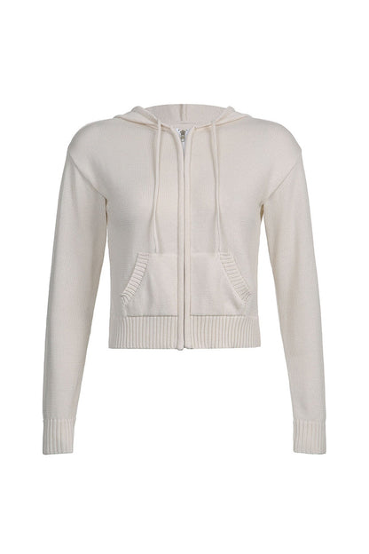 Alba® | Solid color cardigan with hood and zip