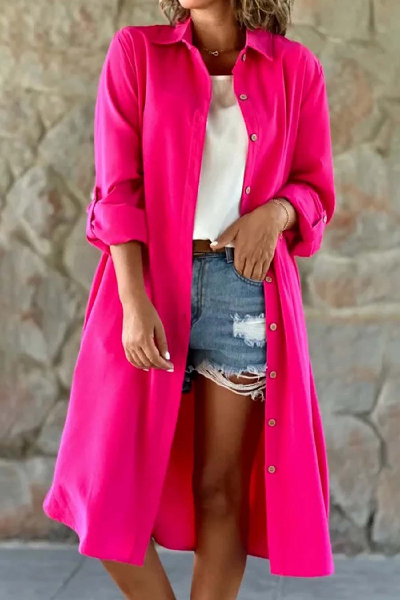 Pink® | Solid color single breasted trench coat