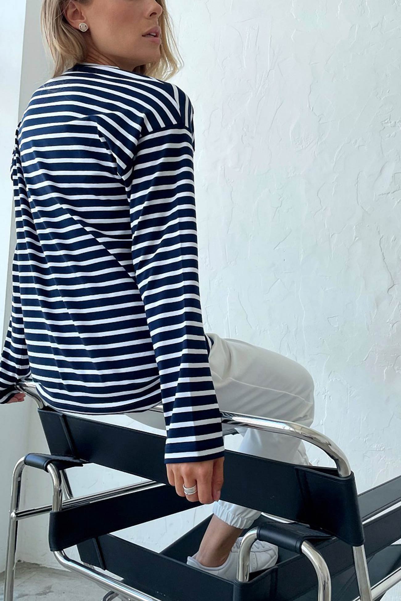 Carolin® | Striped, long-sleeved, crew-neck cotton T-shirt