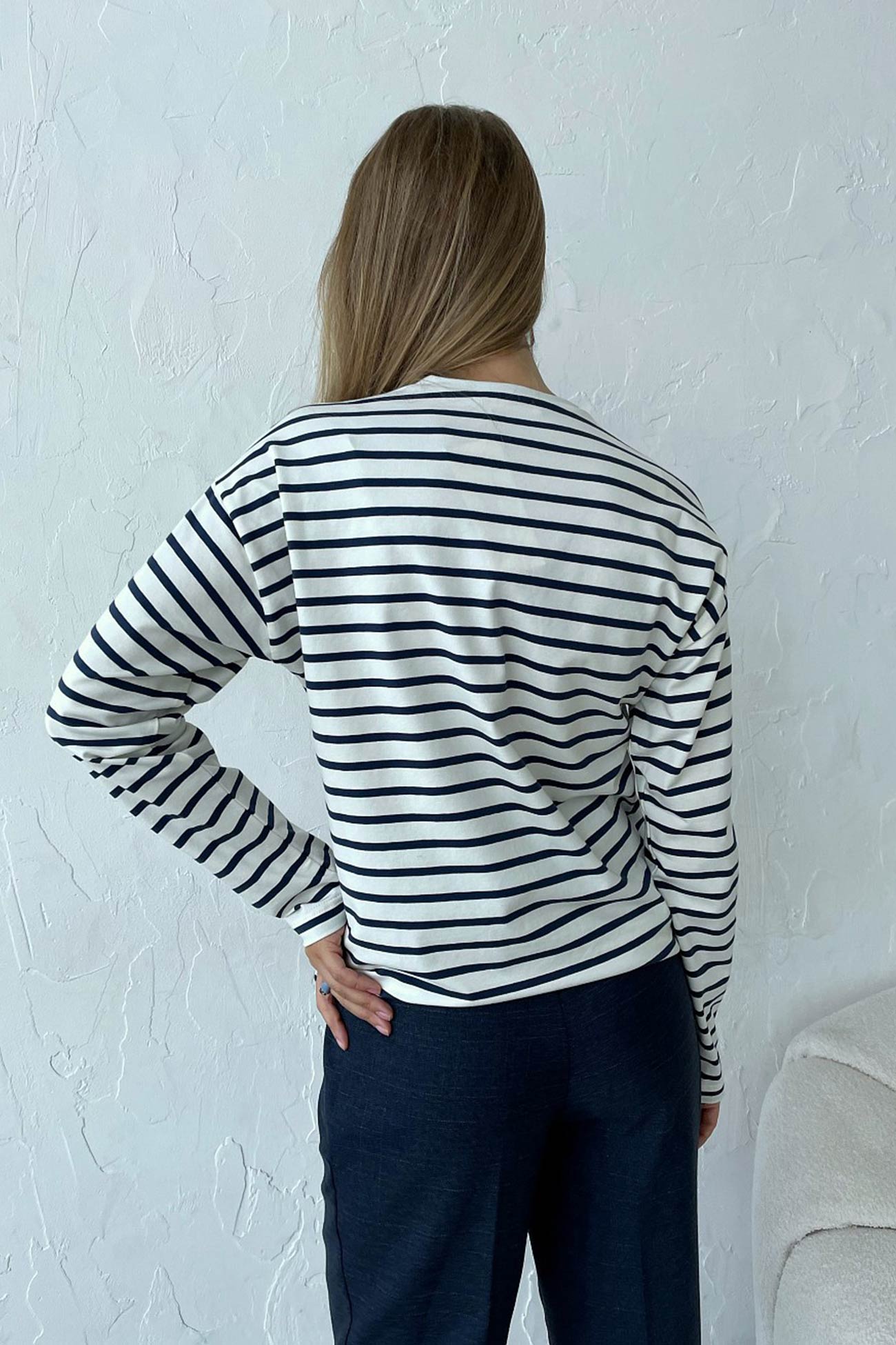 Carolin® | Striped, long-sleeved, crew-neck cotton T-shirt