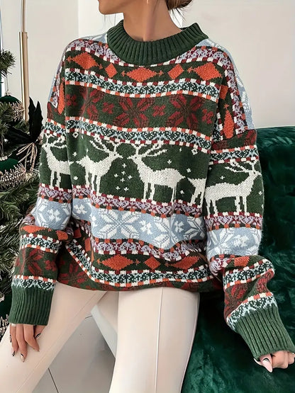 Viviana® | Round neck sweater with Christmas print