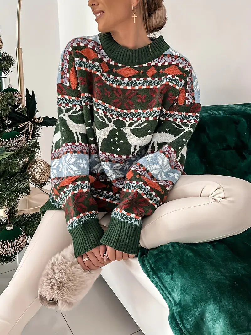 Viviana® | Round neck sweater with Christmas print