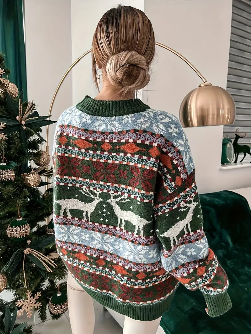 Viviana® | Round neck sweater with Christmas print