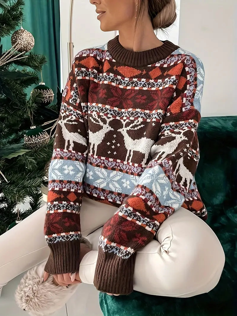 Viviana® | Round neck sweater with Christmas print