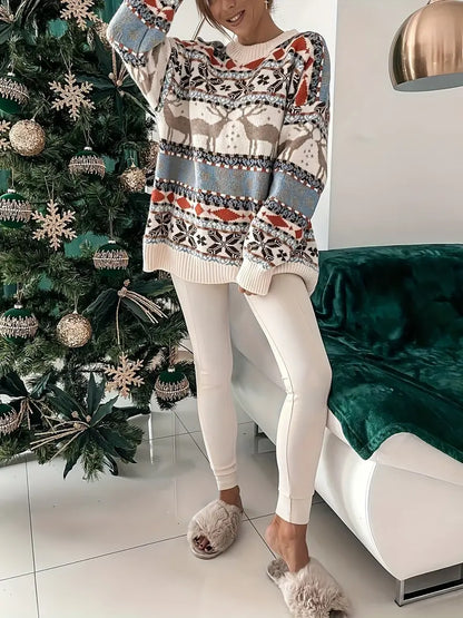 Viviana® | Round neck sweater with Christmas print