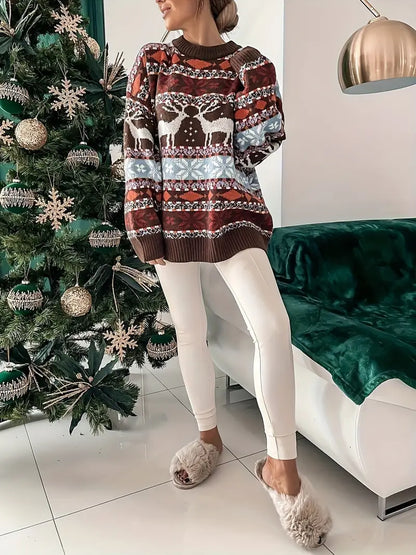 Viviana® | Round neck sweater with Christmas print