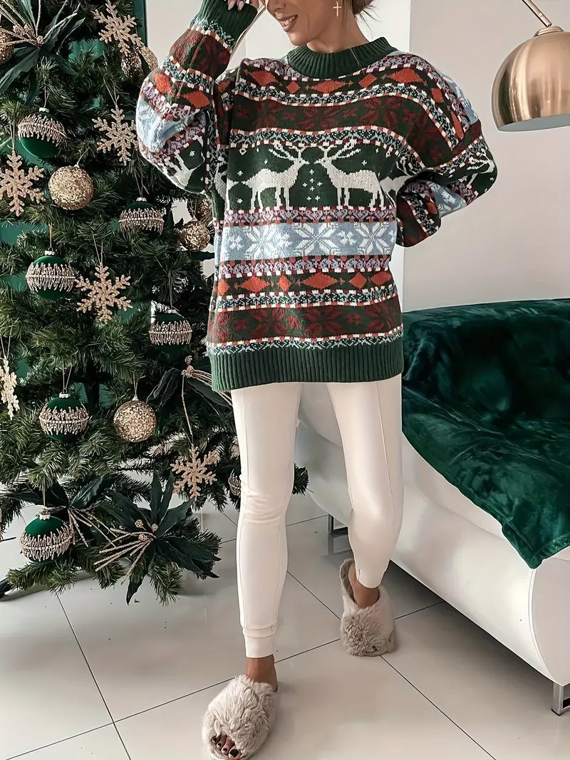 Viviana® | Round neck sweater with Christmas print