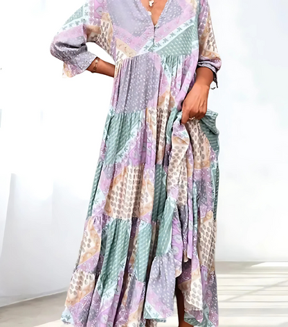 Signy® | Vintage boho tiered maxi dress