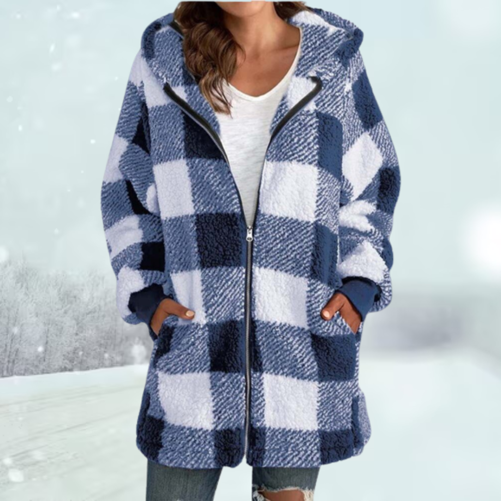 Tina® | Cozy checked jacket with hood: winter season 2024