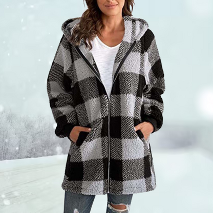 Tina® | Cozy checked jacket with hood: winter season 2024