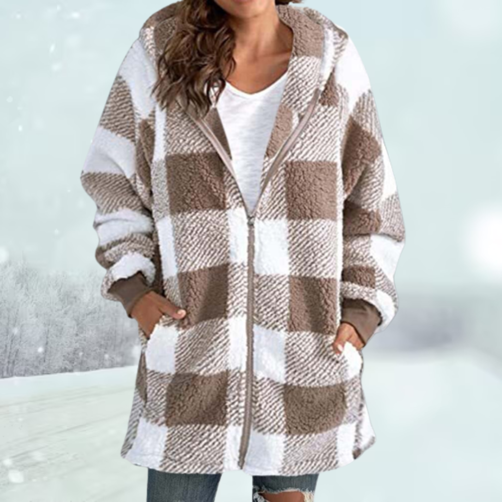 Tina® | Cozy checked jacket with hood: winter season 2024