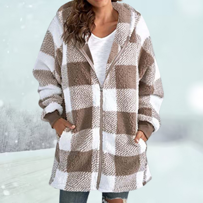 Tina® | Cozy checked jacket with hood: winter season 2024