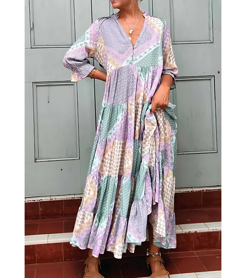 Signy® | Vintage boho tiered maxi dress