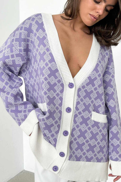 Teresa® | Cardigan with a geometric pattern and a V-neck