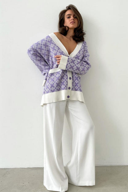 Teresa® | Cardigan with a geometric pattern and a V-neck