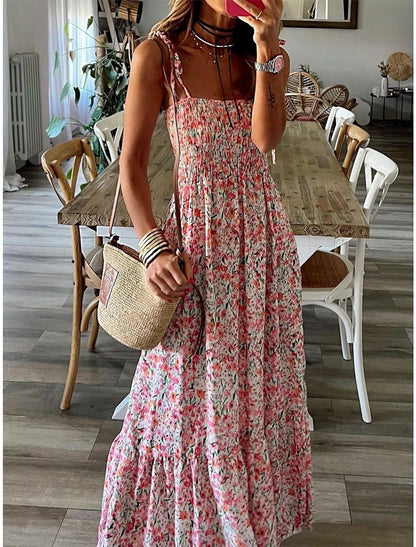 Xandra® | Long dress with floral print straps