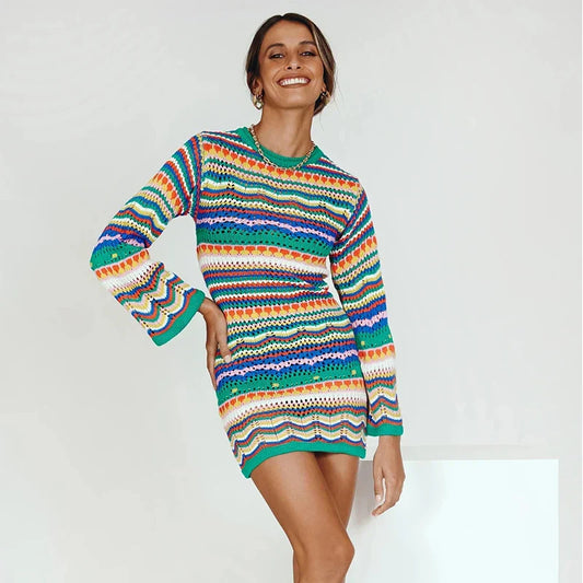 Zoe® | Striped crochet bohemian dress