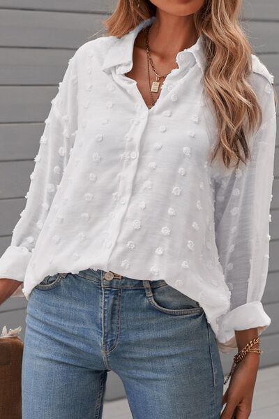 Zoe® | Long-sleeved shirt with Swiss dot collar