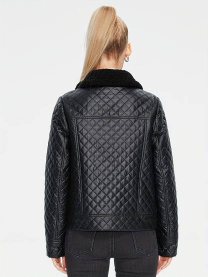 Vespera® | Fluffy, padded jacket with argyle print