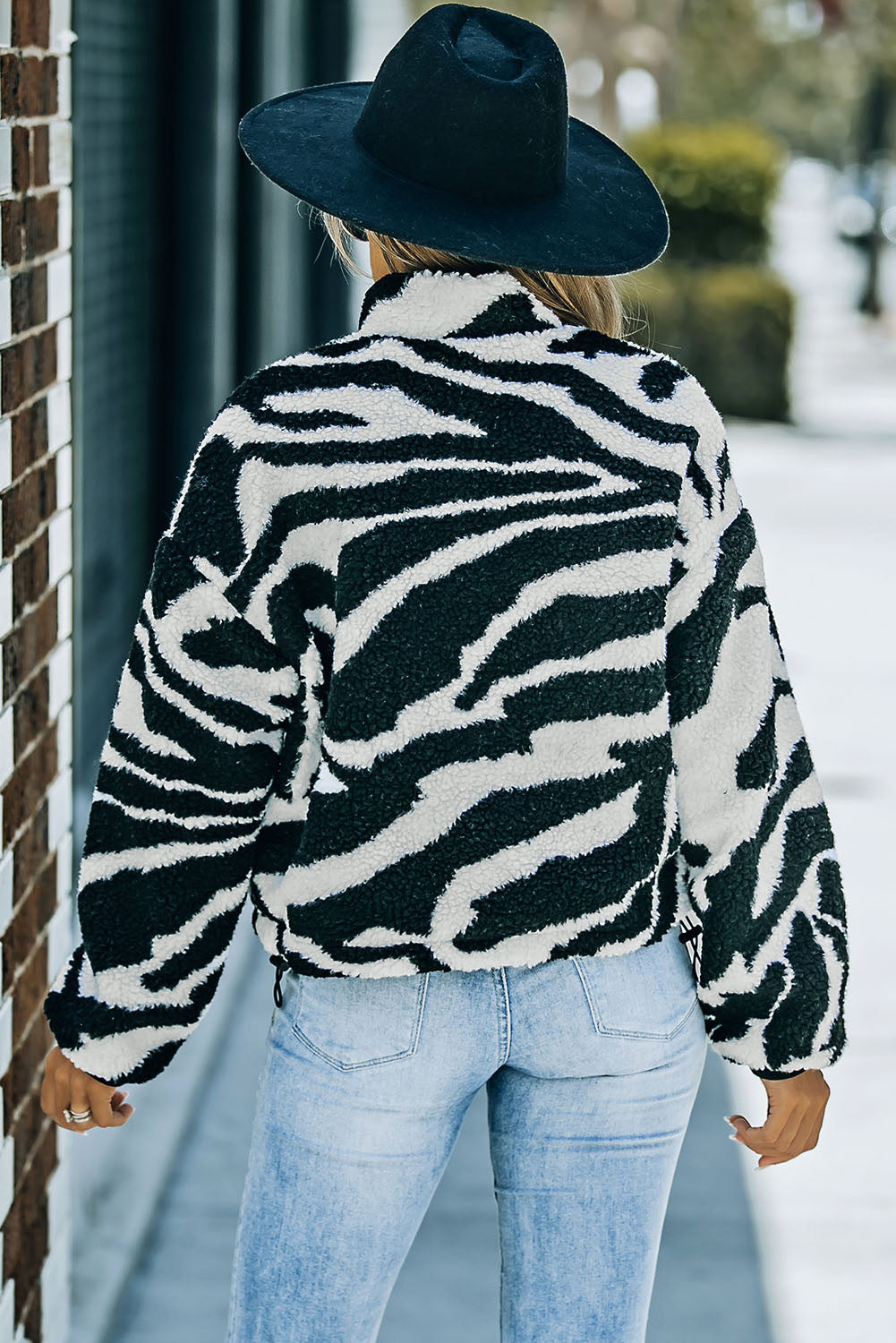 Amber® | Playful plush jacket with a zebra pattern