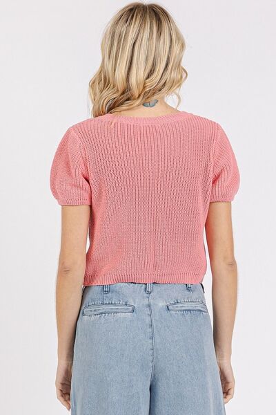 Zenaida® | Short-sleeved V-neck crop sweater