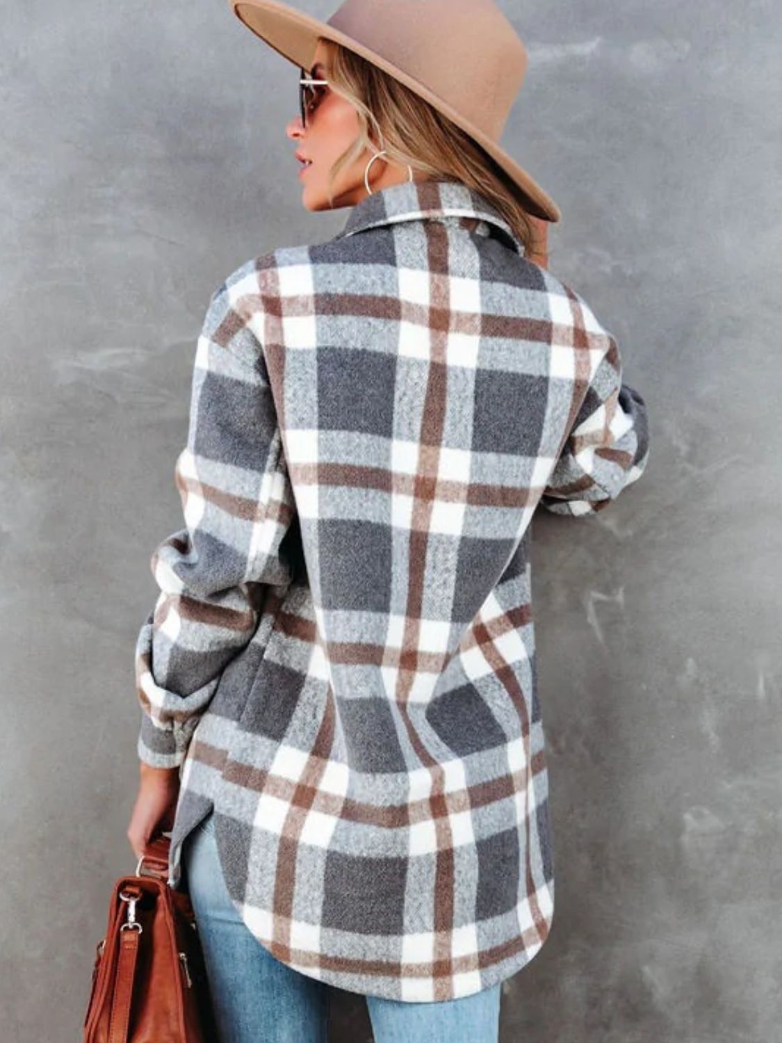 Adela® | Checked, long-sleeved jacket with a collar