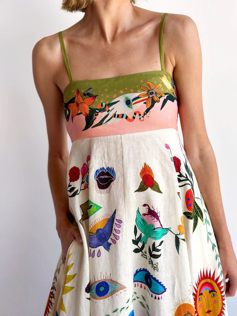 Ximena® | Chic slip dress with positioning painting print