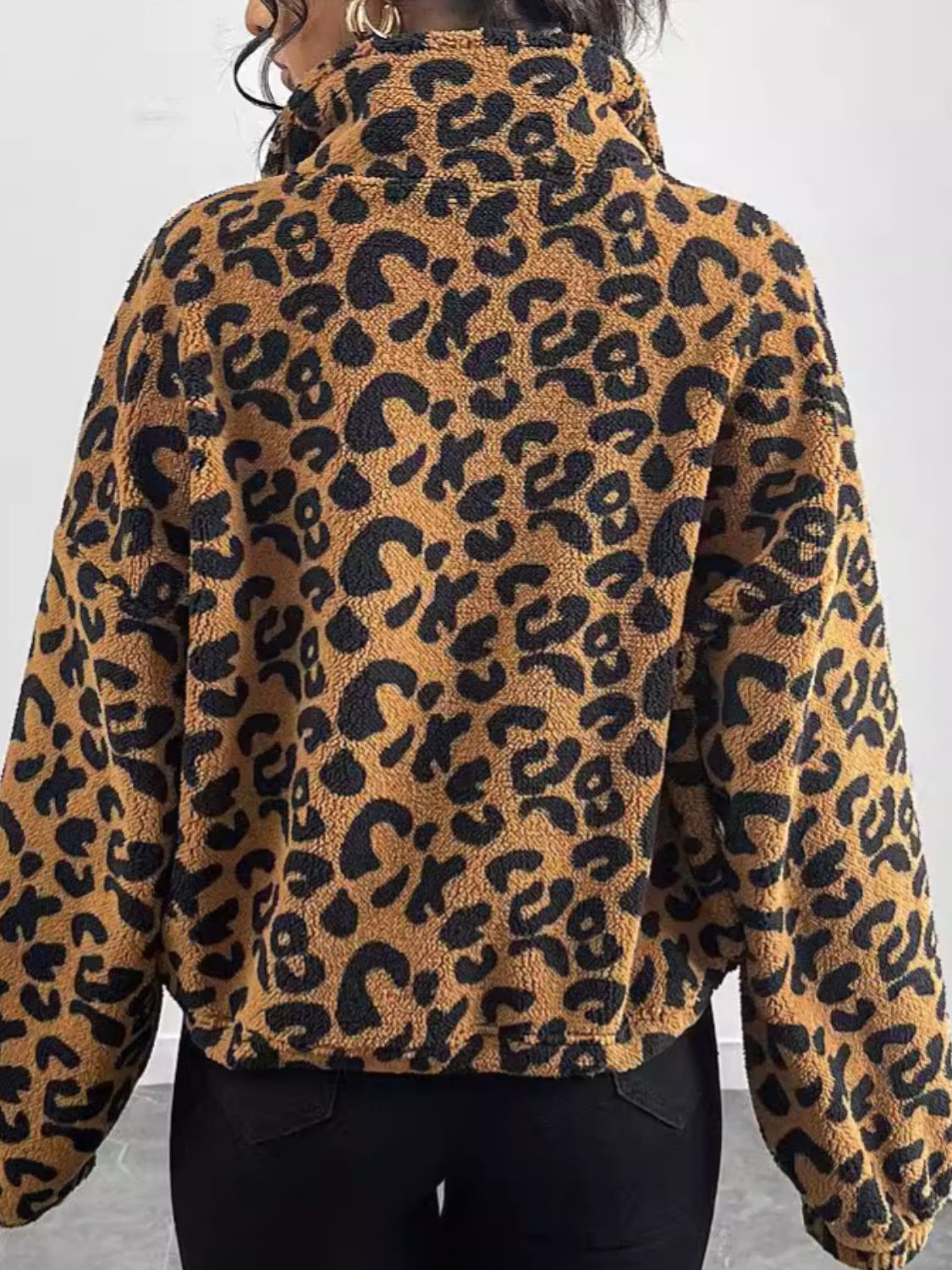 Waleska® | Leopard print long sleeve jacket with zip fastening