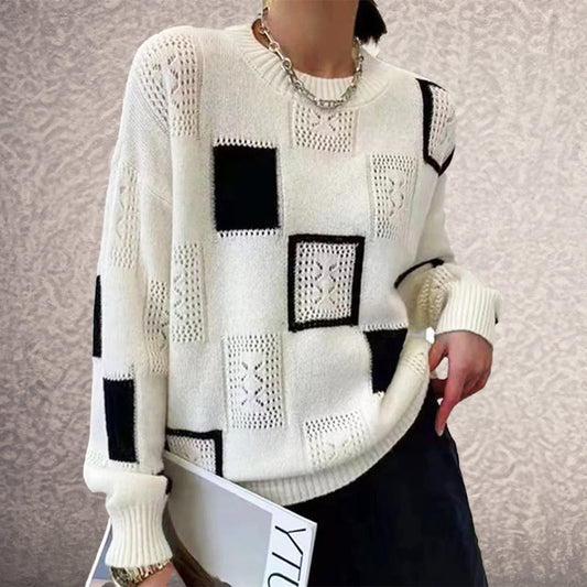 Abigail® | Elegant women's patchwork knitted sweater