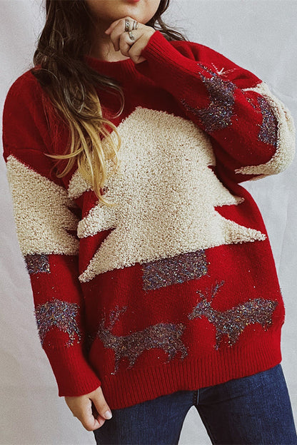 Tatiana® | Christmas pattern knitted crew neck sweater with long sleeves