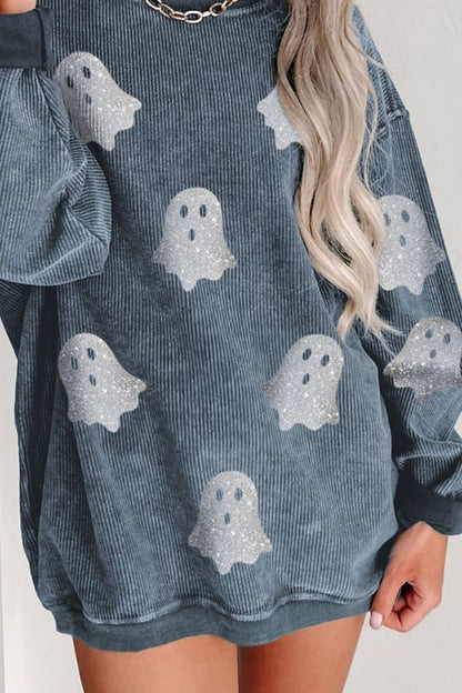 Teresa® | Glittery long-sleeved Ghost crewneck sweatshirt