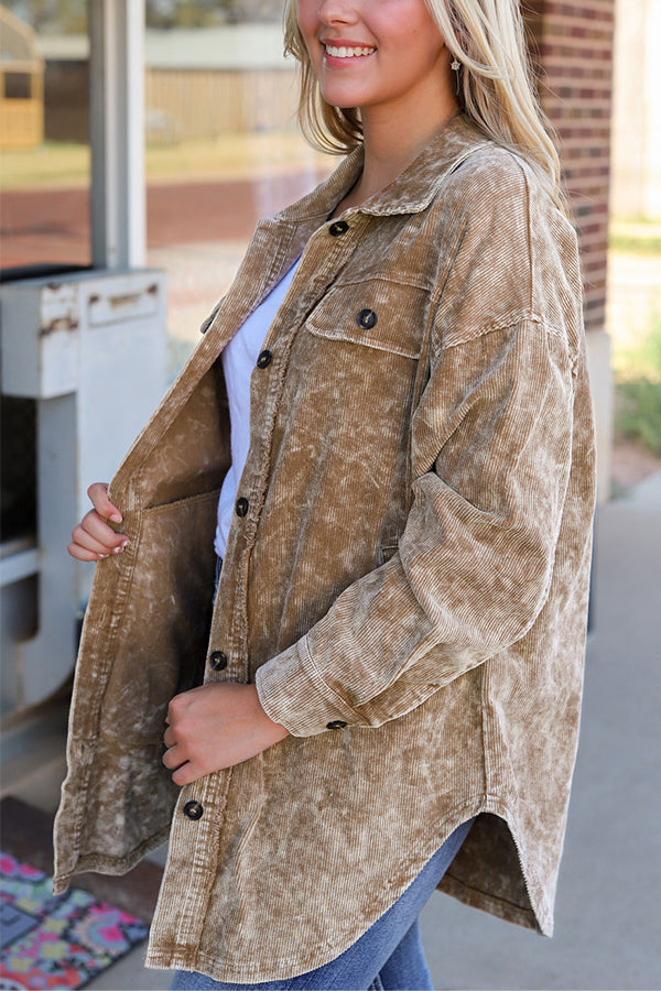 Ana Maria® | Vintage khaki oversized jacket in a distressed mineral wash