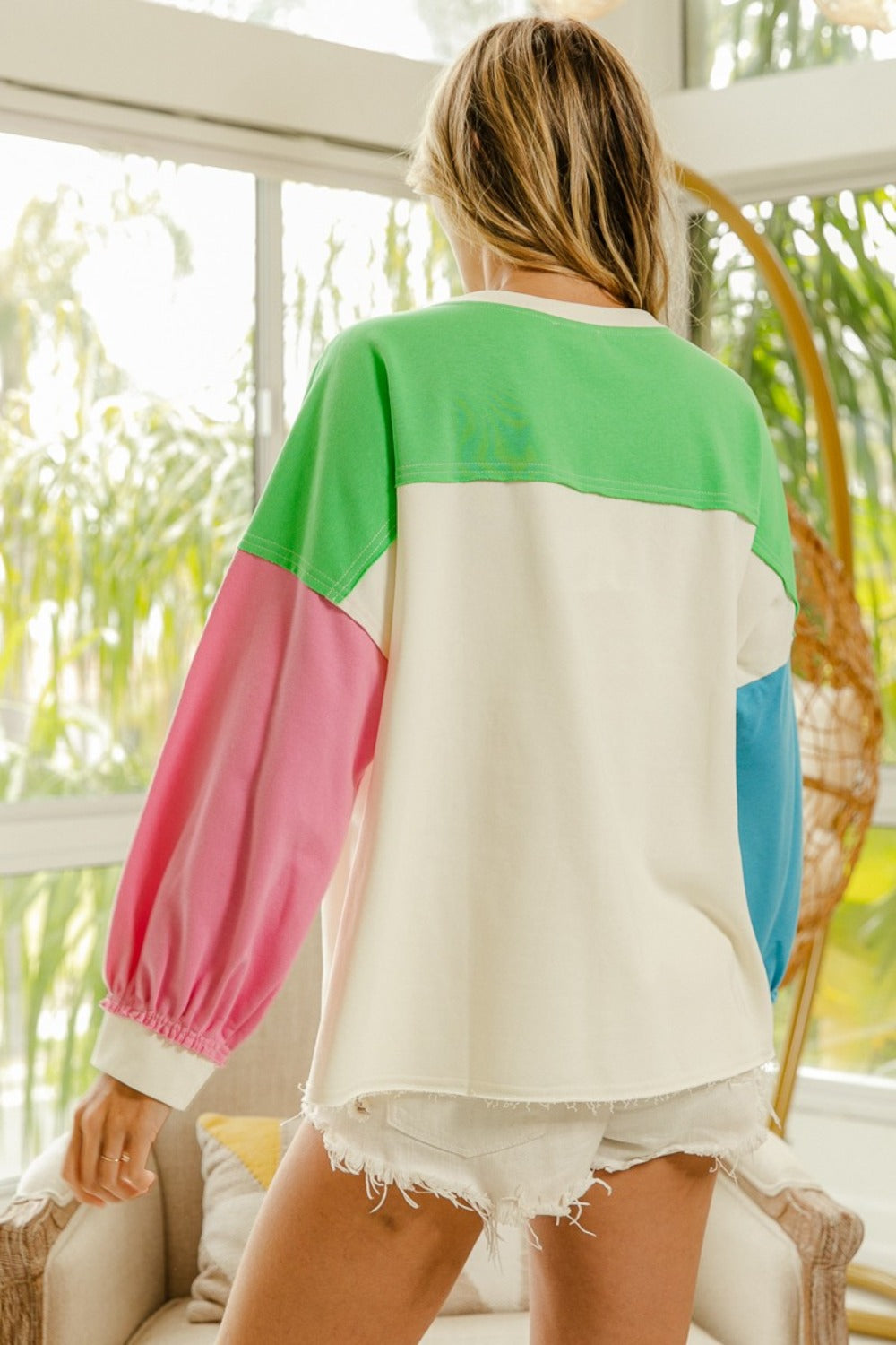 Alida® | Long sleeve top with color block patches