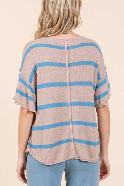 Soledad® | Striped knit top with flounced sleeves