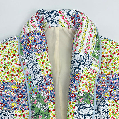 Teresa® | Green padded women's jacket with vintage floral print