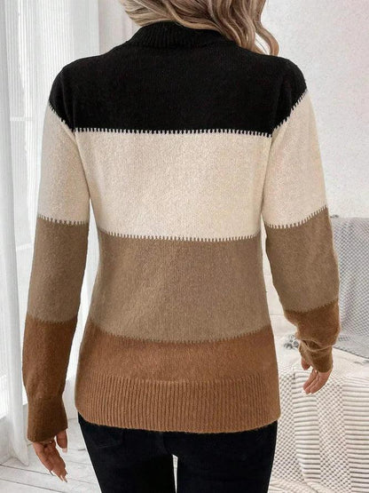 Teresa® | Popular color block long sleeve sweater