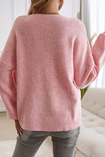 Silvia® | Plain, loose knit sweater with lacing