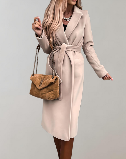 Alina® | Long autumn coat for women with belt