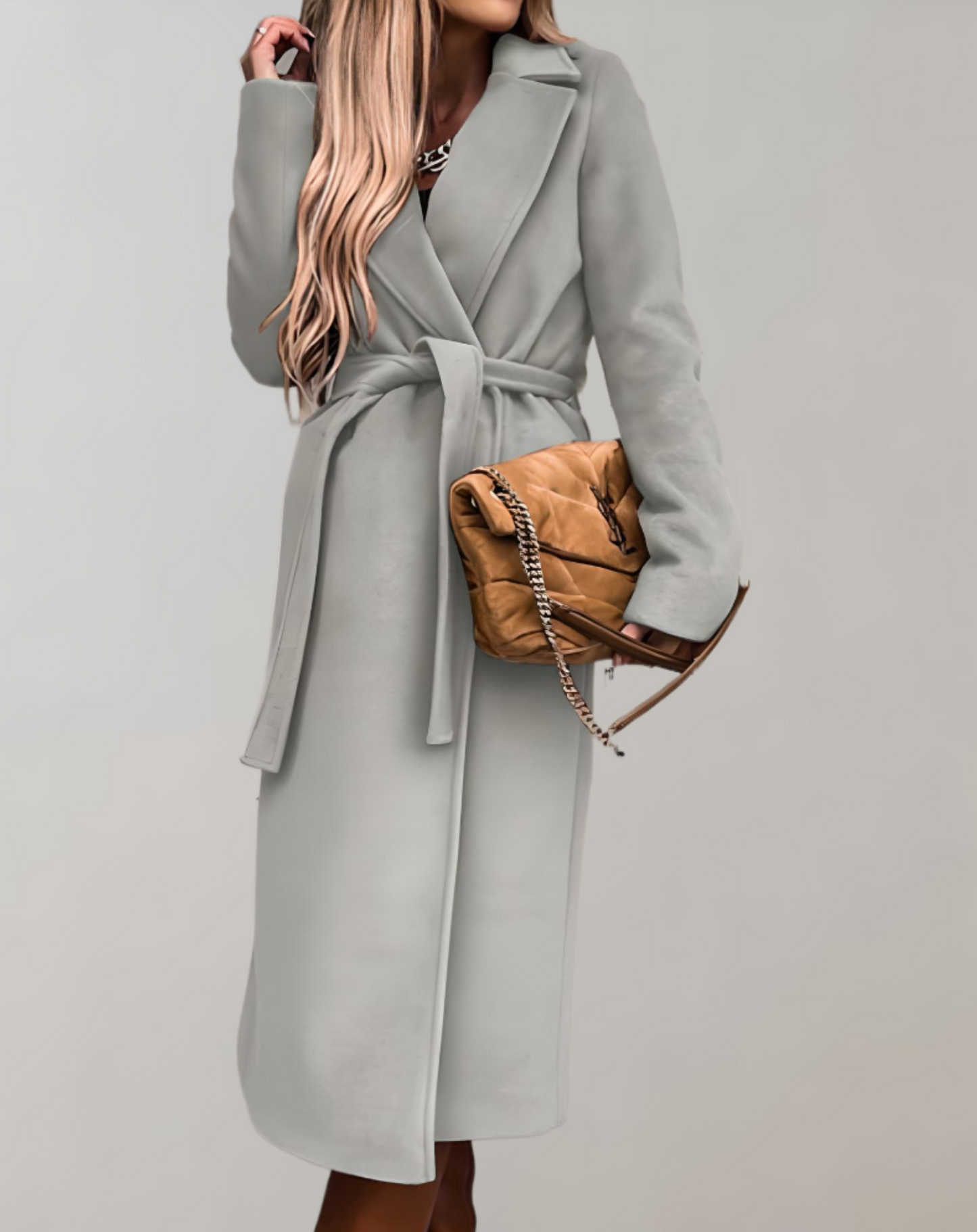 Alina® | Long autumn coat for women with belt