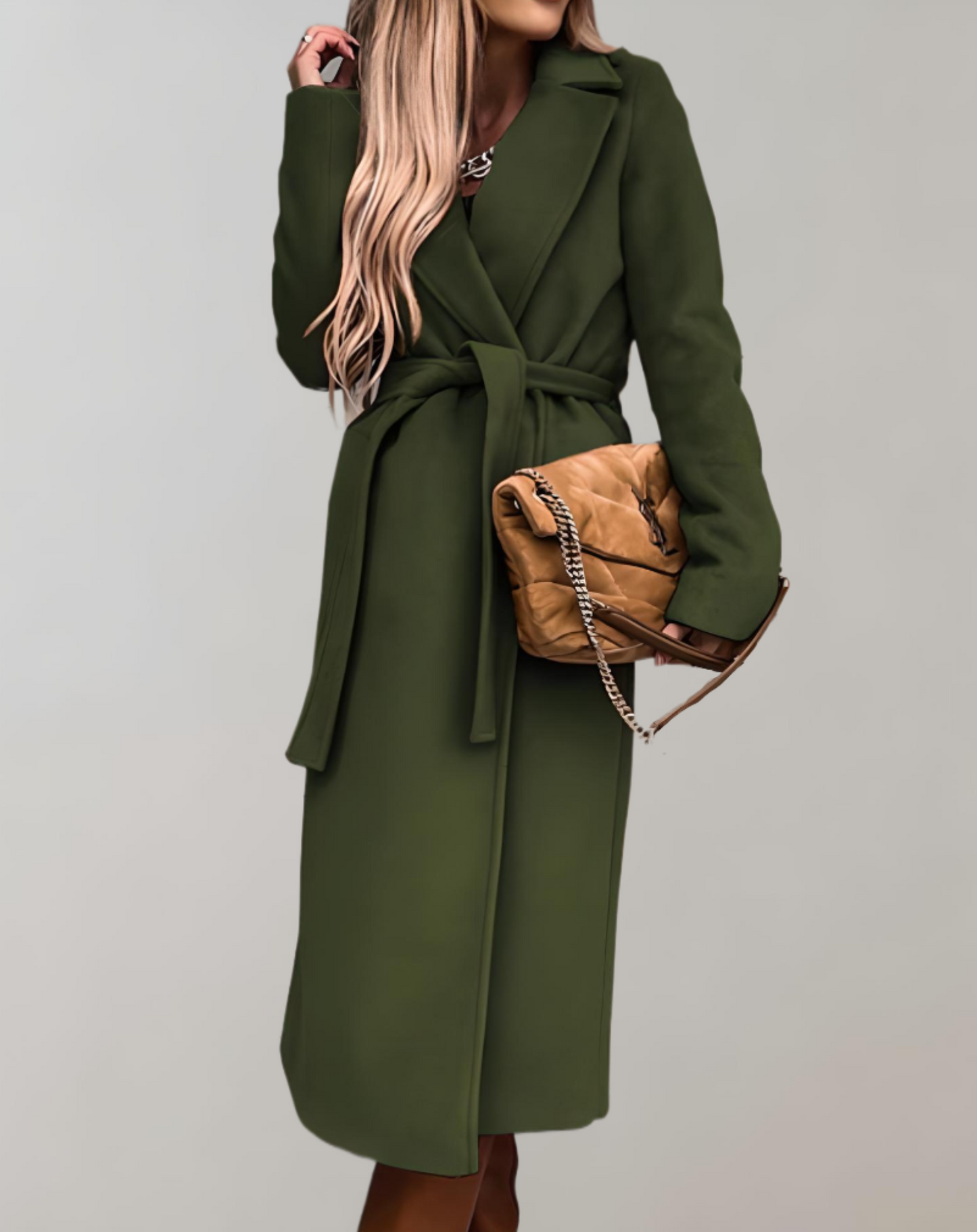 Alina® | Long autumn coat for women with belt