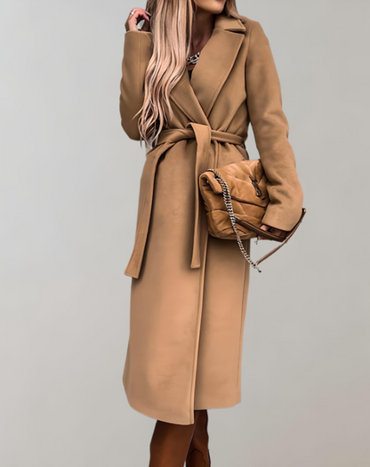 Alina® | Long autumn coat for women with belt