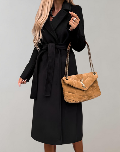 Alina® | Long autumn coat for women with belt